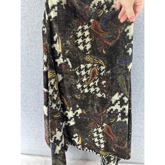 Atmosphere Women's sz L Reversible Drape Vest Boho Houndstooth Zebra Paisley - Picture 2 of 4